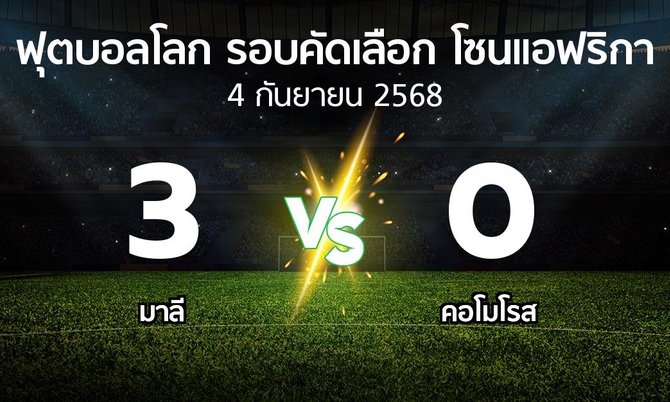 ผลบอล : มาลี vs คอโมโรส (ฟุตบอลโลก-รอบคัดเลือก-โซนแอฟริกา 2023-2025)