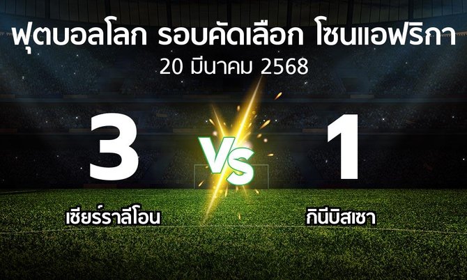ผลบอล : เซียร์ราลีโอน vs กินีบิสเซา (ฟุตบอลโลก-รอบคัดเลือก-โซนแอฟริกา 2023-2025)