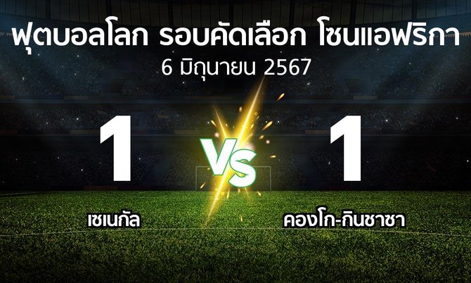 ผลบอล : เซเนกัล vs คองโก-กินชาซา (ฟุตบอลโลก-รอบคัดเลือก-โซนแอฟริกา 2023-2025)