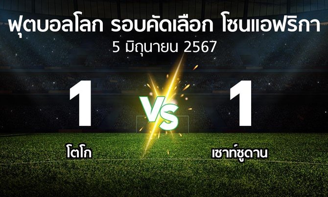 ผลบอล : โตโก vs เซาท์ซูดาน (ฟุตบอลโลก-รอบคัดเลือก-โซนแอฟริกา 2023-2025)