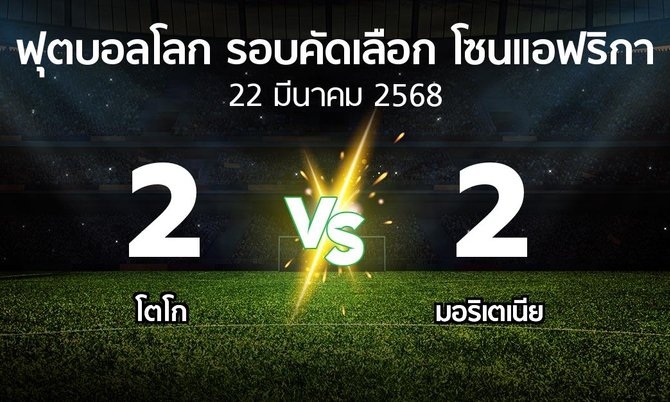 ผลบอล : โตโก vs มอริเตเนีย (ฟุตบอลโลก-รอบคัดเลือก-โซนแอฟริกา 2023-2025)