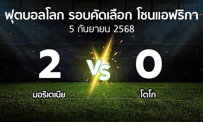 ผลบอล : มอริเตเนีย vs โตโก (ฟุตบอลโลก-รอบคัดเลือก-โซนแอฟริกา 2023-2025)