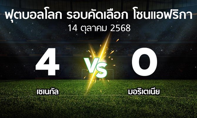 ผลบอล : เซเนกัล vs มอริเตเนีย (ฟุตบอลโลก-รอบคัดเลือก-โซนแอฟริกา 2023-2025)
