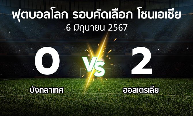 ผลบอล : บังกลาเทศ vs ออสเตรเลีย (ฟุตบอลโลก-รอบคัดเลือก-โซนเอเชีย 2023-2026)