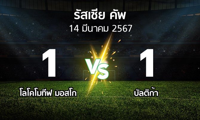 ผลบอล : โลโคโมทีฟ มอสโก vs บัลติก้า (รัสเซีย-คัพ 2023-2024)