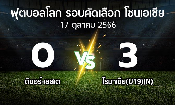 ผลบอล : ติมอร์-เลสเต vs โรมาเนีย(U19)(N) (ฟุตบอลโลก-รอบคัดเลือก-โซนเอเชีย 2023-2026)