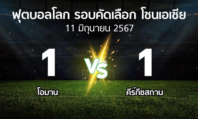 ผลบอล : โอมาน vs คีร์กีซสถาน (ฟุตบอลโลก-รอบคัดเลือก-โซนเอเชีย 2023-2026)