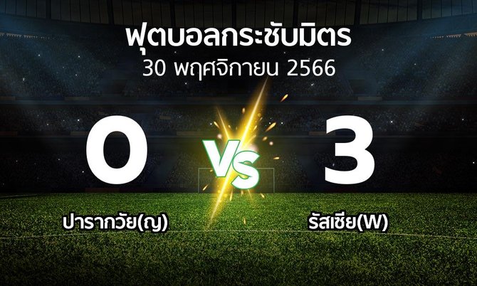 โปรแกรมบอล : ปารากวัย(ญ) vs รัสเซีย(W) (ฟุตบอลกระชับมิตร)