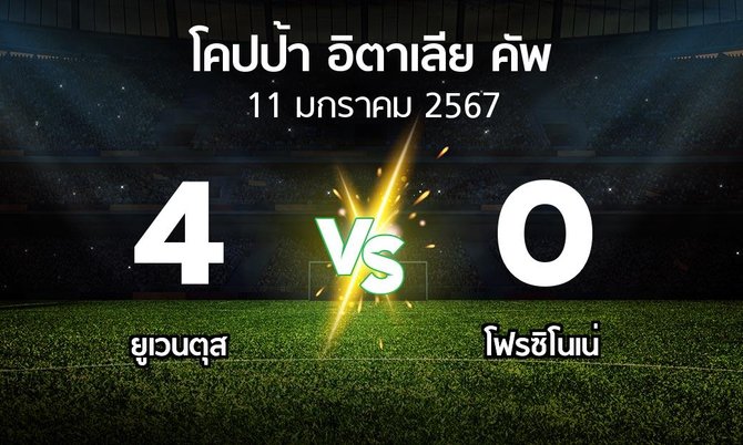 ผลบอล : ยูเวนตุส vs โฟรซิโนเน่ (โคปป้าอิตาเลียคัพ 2023-2024)