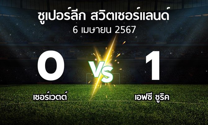ผลบอล : เซอร์เวตต์ vs เอฟซี ซูริค (ซูเปอร์ลีก-สวิตเซอร์แลนด์ 2023-2024)