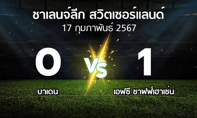 ผลบอล : บาเดน vs เอฟซี ชาฟฟ์เฮาเซ่น (ชาเลนจ์-ลีก-สวิตเซอร์แลนด์ 2023-2024)