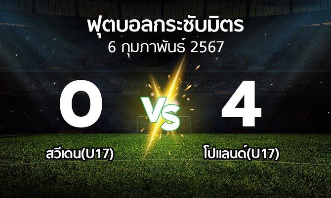 โปรแกรมบอล : สวีเดน(U17) vs โปแลนด์(U17) (ฟุตบอลกระชับมิตร)