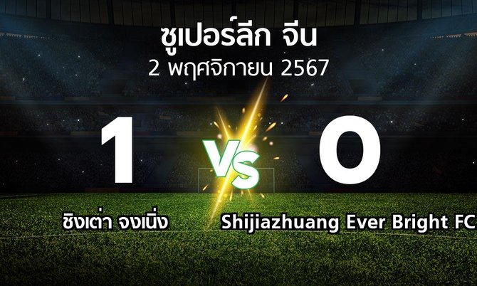 ผลบอล : ชิงเต่า จงเนิ่ง vs Shijiazhuang Ever Bright FC (ซูเปอร์ลีกจีน 2024)