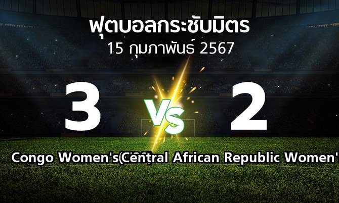 โปรแกรมบอล : Congo Women's(U20) vs Central African Republic Women's U20 (ฟุตบอลกระชับมิตร)