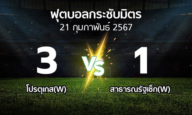โปรแกรมบอล : โปรตุเกส(W) vs สาธารณรัฐเช็ก(W) (ฟุตบอลกระชับมิตร)
