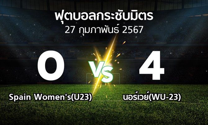 ผลบอล : Spain Women's(U23) vs นอร์เวย์(WU-23) (ฟุตบอลกระชับมิตร)