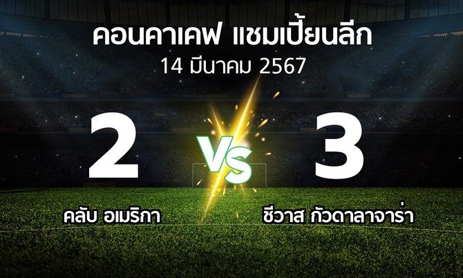 ผลบอล : คลับ อเมริกา vs ชีวาส กัวดาลาจาร่า (คอนคาเคฟ-แชมเปี้ยนลีก 2024)