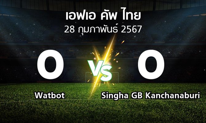 ผลบอล : Watbot vs Singha GB Kanchanaburi (ไทยเอฟเอคัพ 2023-2024)