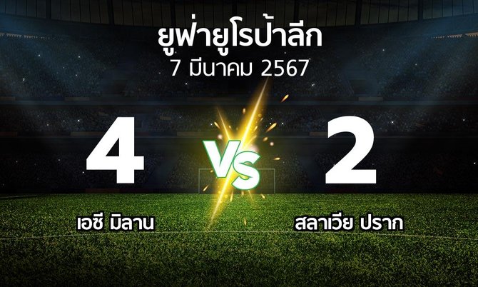 ผลบอล : เอซี มิลาน vs สลาเวีย ปราก (ยูฟ่า ยูโรป้าลีก 2023-2024)