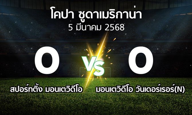 ผลบอล : สปอร์ทติ้ง มอนเตวิดีโอ vs มอนเตวิดีโอ วันเดอร์เรอร์(N) (โคปา-ซูดาเมริกาน่า 2025)