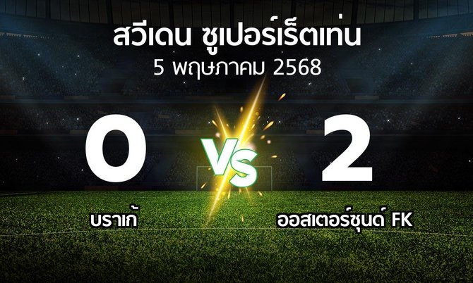 ผลบอล : บราเก้ vs ออสเตอร์ซุนด์ FK (สวีเดน-ซูเปอร์เร็ตเท่น 2025)