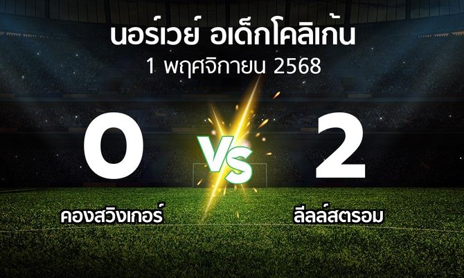 ผลบอล : คองสวิงเกอร์ vs ลีลล์สตรอม (นอร์เวย์-อเด็กโคลิเก้น 2025)