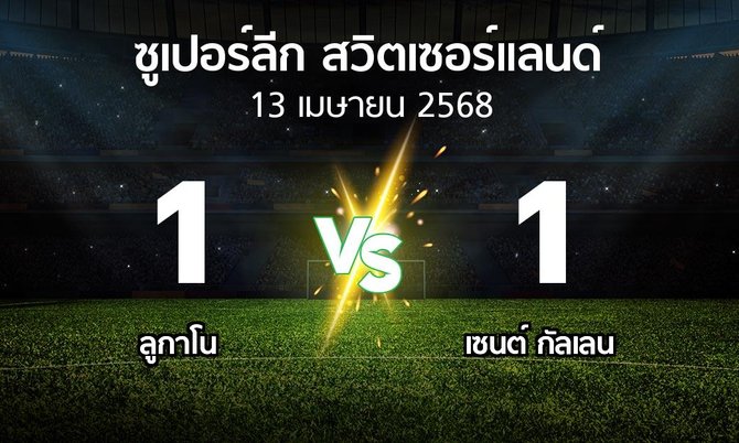 ผลบอล : ลูกาโน vs เซนต์ กัลเลน (ซูเปอร์ลีก-สวิตเซอร์แลนด์ 2024-2025)