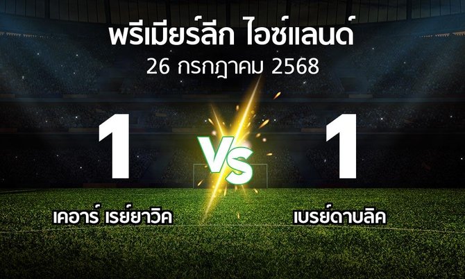 ผลบอล : เคอาร์ เรย์ยาวิค vs เบรย์ดาบลิค (พรีเมียร์ลีก-ไอซ์แลนด์ 2025)