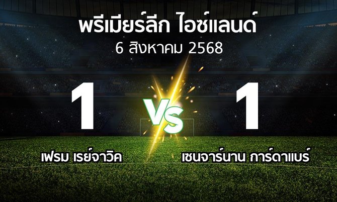 ผลบอล : เฟรม เรย์จาวิค vs เซนจาร์นาน การ์ดาแบร์ (พรีเมียร์ลีก-ไอซ์แลนด์ 2025)
