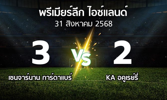 ผลบอล : เซนจาร์นาน การ์ดาแบร์ vs KA อคูเรย์รี่ (พรีเมียร์ลีก-ไอซ์แลนด์ 2025)