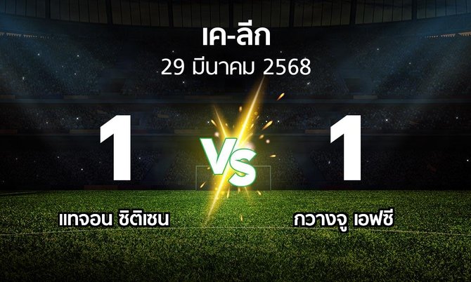 ผลบอล : แทจอน ซิติเซน vs กวางจู เอฟซี (เค-ลีก 2025)