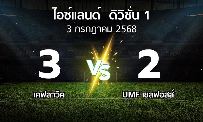 ผลบอล : เคฟลาวิค vs UMF เซลฟอสส์ (ไอซ์แลนด์-ดิวิชั่น-1 2025)
