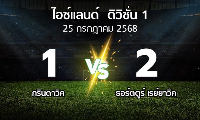 ผลบอล : กรินดาวิค vs ธอร์ตตูร์ เรย์ยาวิค (ไอซ์แลนด์-ดิวิชั่น-1 2025)
