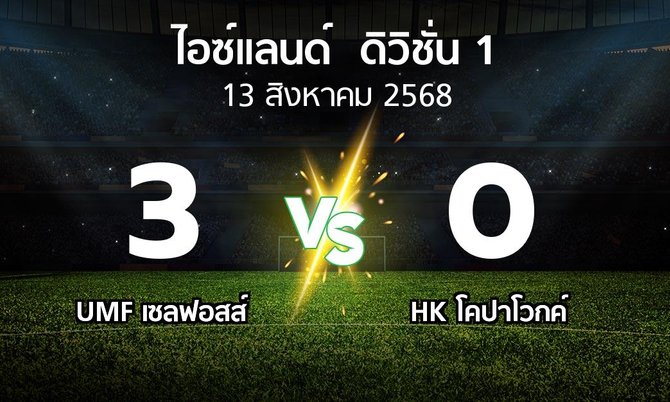 ผลบอล : UMF เซลฟอสส์ vs HK โคปาโวกค์ (ไอซ์แลนด์-ดิวิชั่น-1 2025)