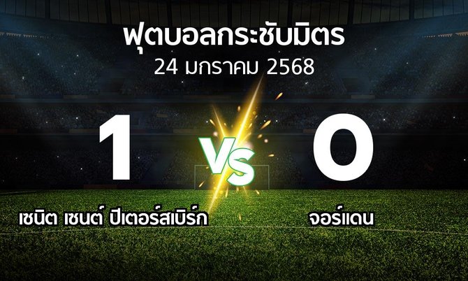 โปรแกรมบอล : เซนิต เซนต์ ปีเตอร์สเบิร์ก vs จอร์แดน (ฟุตบอลกระชับมิตร)