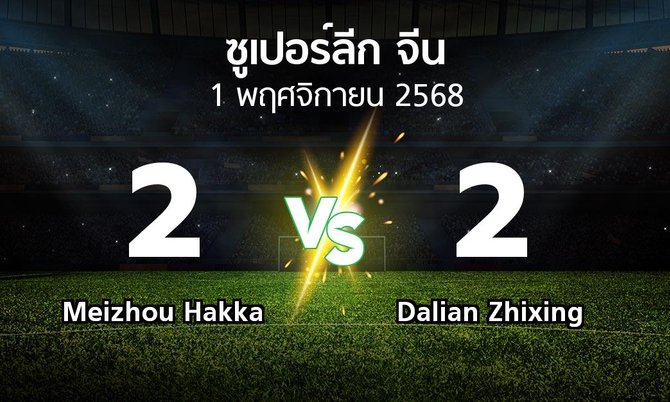 ผลบอล : Meizhou Hakka vs Dalian Zhixing (ซูเปอร์ลีกจีน 2025)