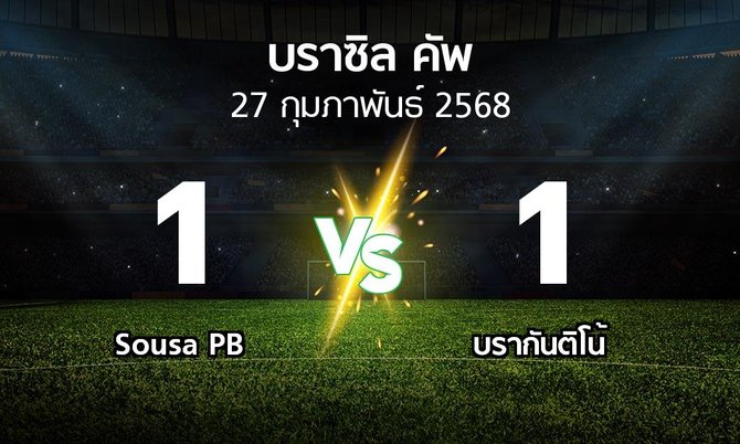 ผลบอล : Sousa PB vs บรากันติโน้ (บราซิล-คัพ 2025)