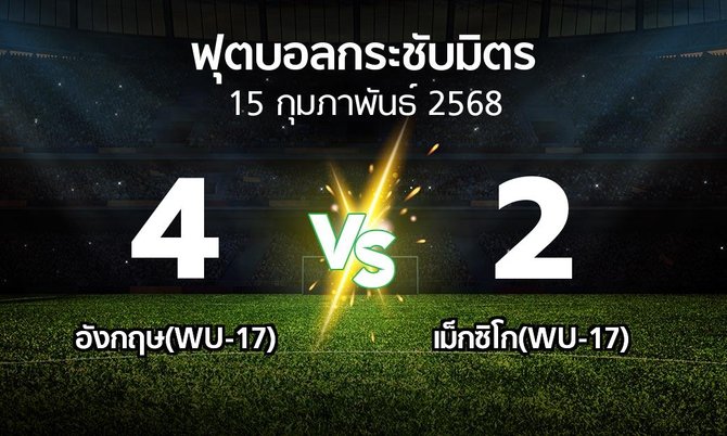 โปรแกรมบอล : อังกฤษ(WU-17) vs เม็กซิโก(WU-17) (ฟุตบอลกระชับมิตร)