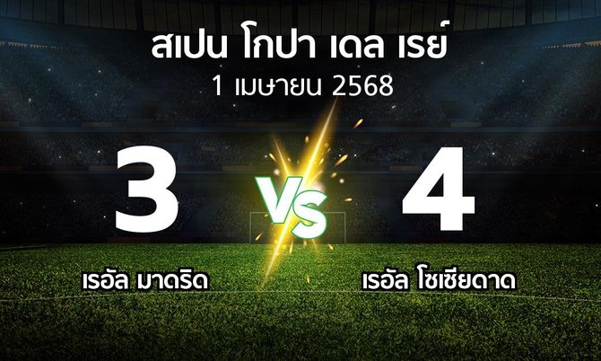 ผลบอล : เรอัล มาดริด vs เรอัล โซเซียดาด (สเปน-โกปาเดลเรย์ 2024-2025)