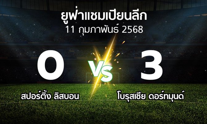 ผลบอล : สปอร์ติ้ง ลิสบอน vs ดอร์ทมุนด์ (ยูฟ่า แชมเปียนส์ลีก 2024-2025)
