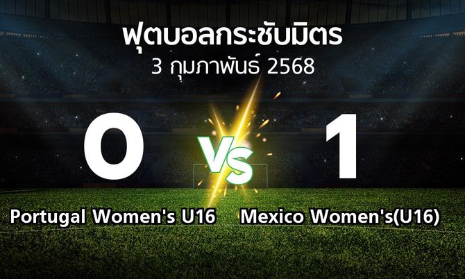 โปรแกรมบอล : Portugal Women's U16 vs Mexico Women's(U16) (ฟุตบอลกระชับมิตร)