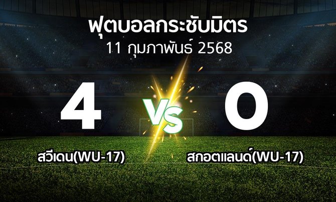 โปรแกรมบอล : สวีเดน(WU-17) vs สกอตแลนด์(WU-17) (ฟุตบอลกระชับมิตร)