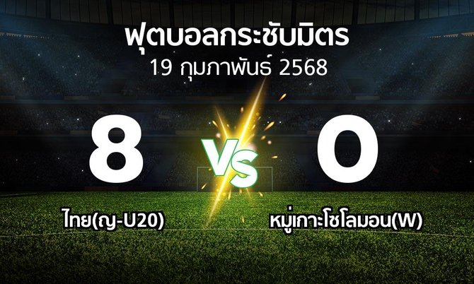 โปรแกรมบอล : ไทย(ญ-U20) vs หมู่เกาะโซโลมอน(W) (ฟุตบอลกระชับมิตร)