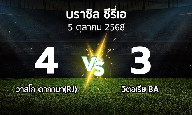 ผลบอล : วาสโก ดากามา(RJ) vs วิตอเรีย BA (บราซิล-ซีรี่เอ 2025)