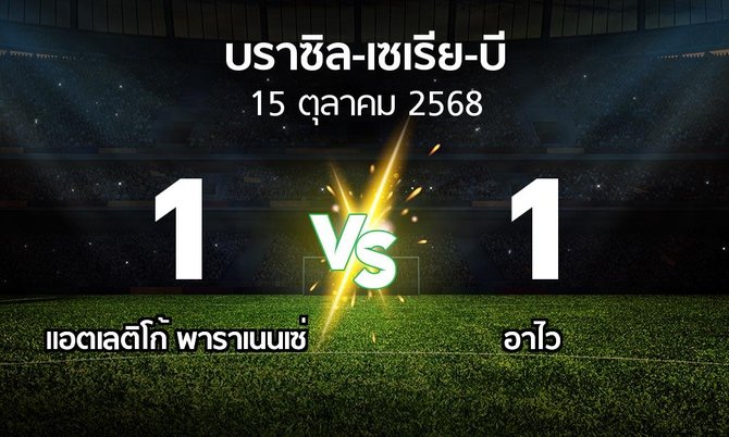 ผลบอล : แอตเลติโก้ พาราเนนเซ่ vs อาไว (บราซิล-เซเรีย-บี 2025)