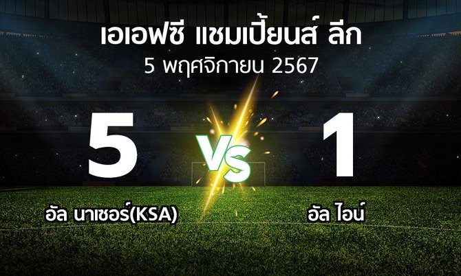 ผลบอล : อัล นาเซอร์(KSA) vs อัล ไอน์ (เอเอฟซีแชมเปี้ยนส์ลีก 2024-2025)