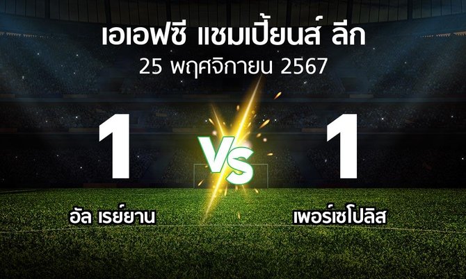 ผลบอล : อัล เรย์ยาน vs เพอร์เซโปลิส (เอเอฟซีแชมเปี้ยนส์ลีก 2024-2025)