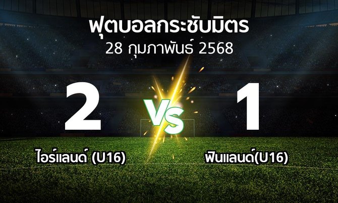 ผลบอล : ไอร์แลนด์ (U16) vs ฟินแลนด์(U16) (ฟุตบอลกระชับมิตร)