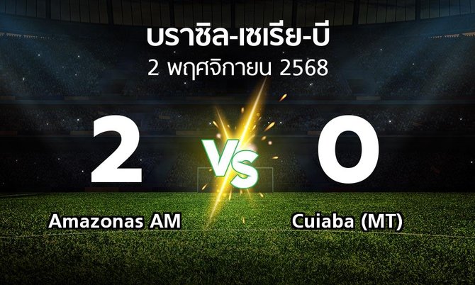 ผลบอล : Amazonas AM vs Cuiaba (MT) (บราซิล-เซเรีย-บี 2025)