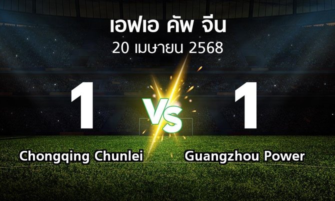 ผลบอล : Chongqing Chunlei vs Guangzhou Power (เอฟเอ-คัพ-จีน 2025)